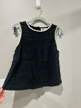 cloth & stone BlackSleeveless Top with Crochet Hem Linen